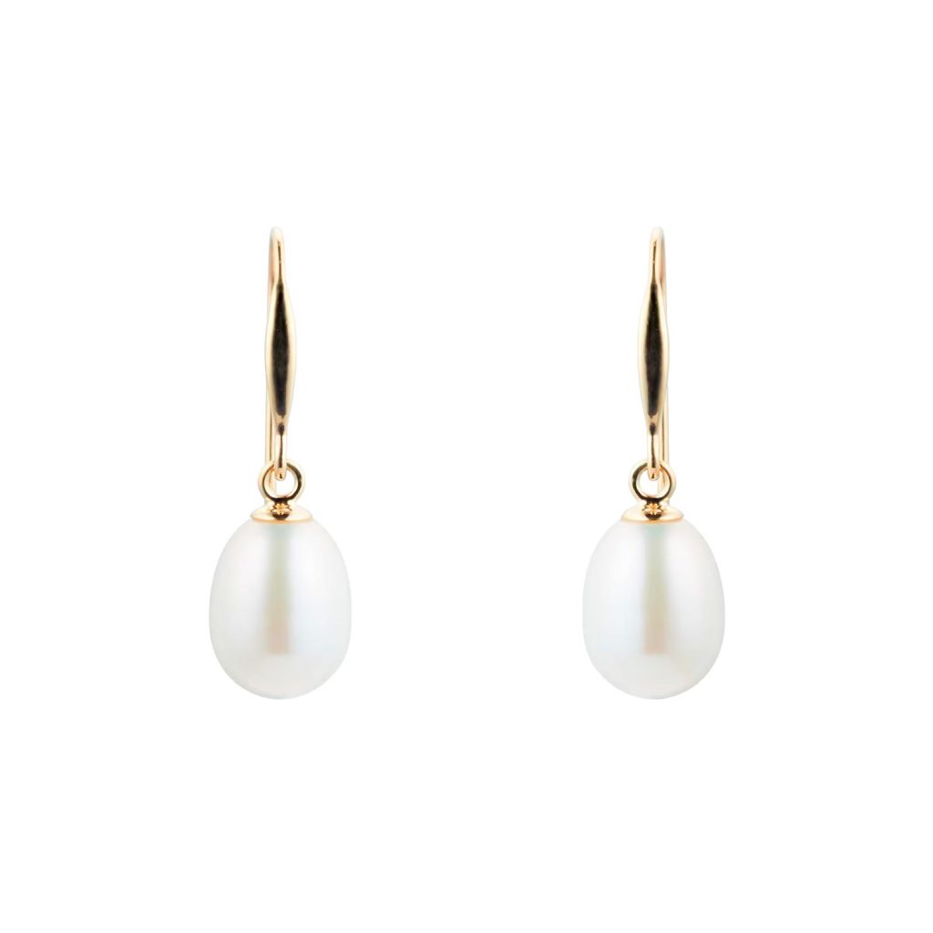 9ct Yellow Gold 7mm Freshwater Pearl Drop Earrings