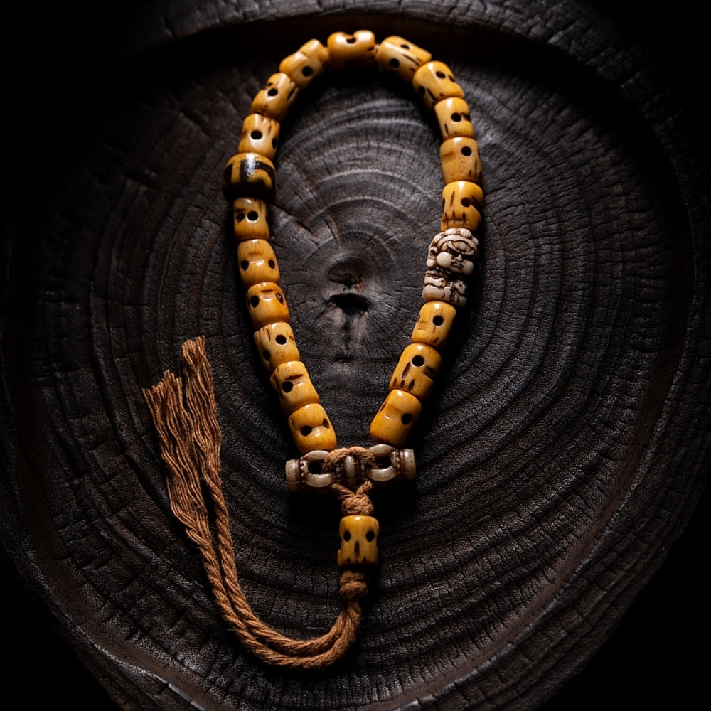 EastKarma TIBETAN CONSUME COW BONES PROTECTION NECKLACE – HANDCRAFTED SPIRITUAL ENERGY BEADS