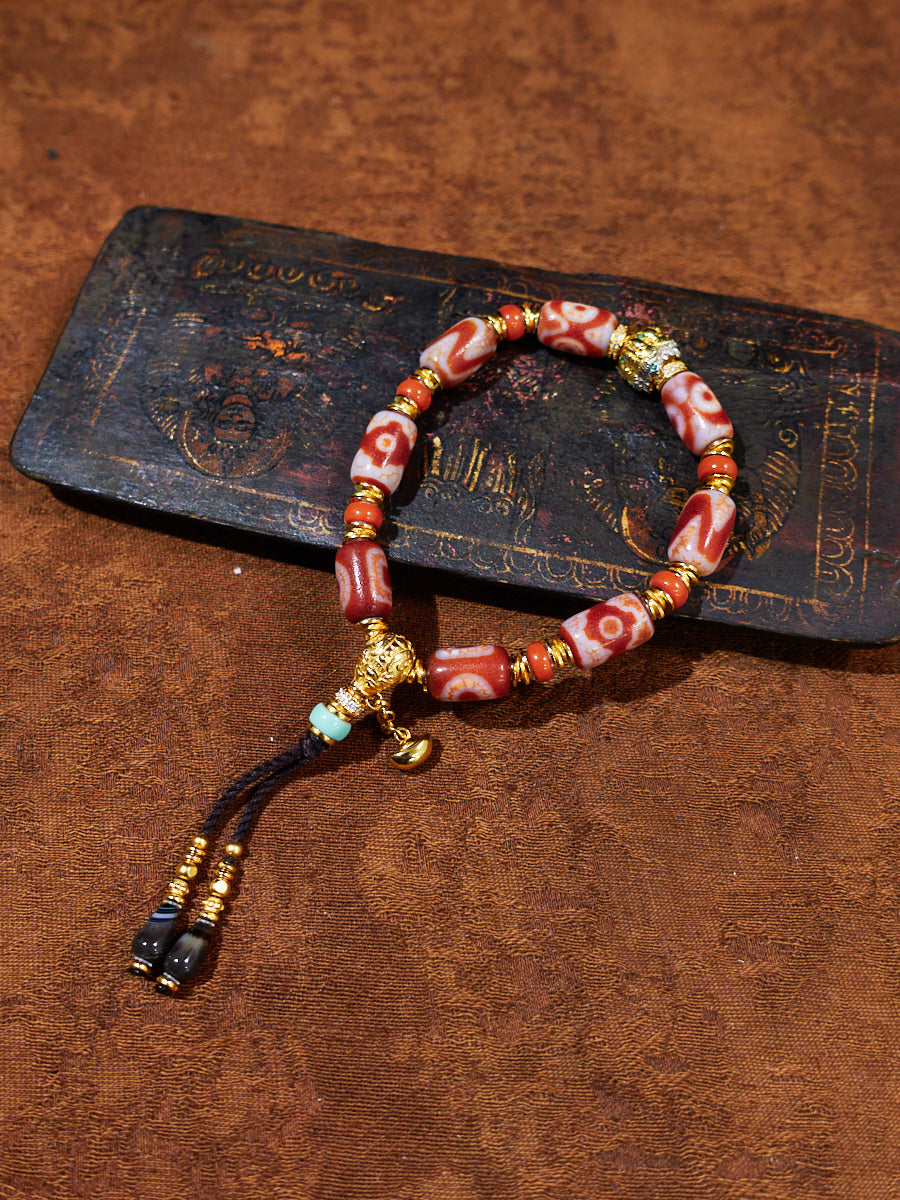 EastKarma 18K GOLD MEIHONG RED DZI TREASURE BRACELET