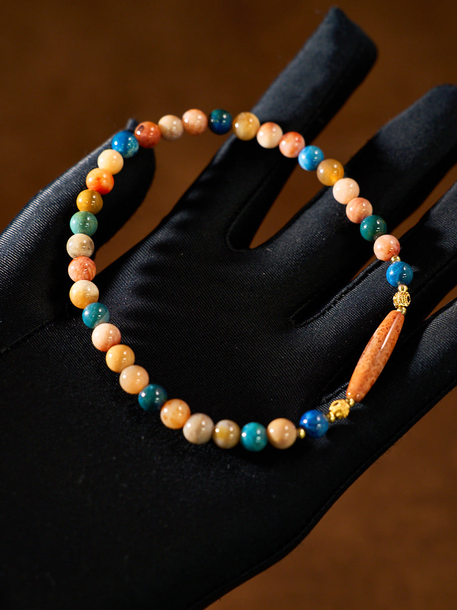 EastKarma AGATIZED CORAL FLOW OF LIGHT WISH BRACELET