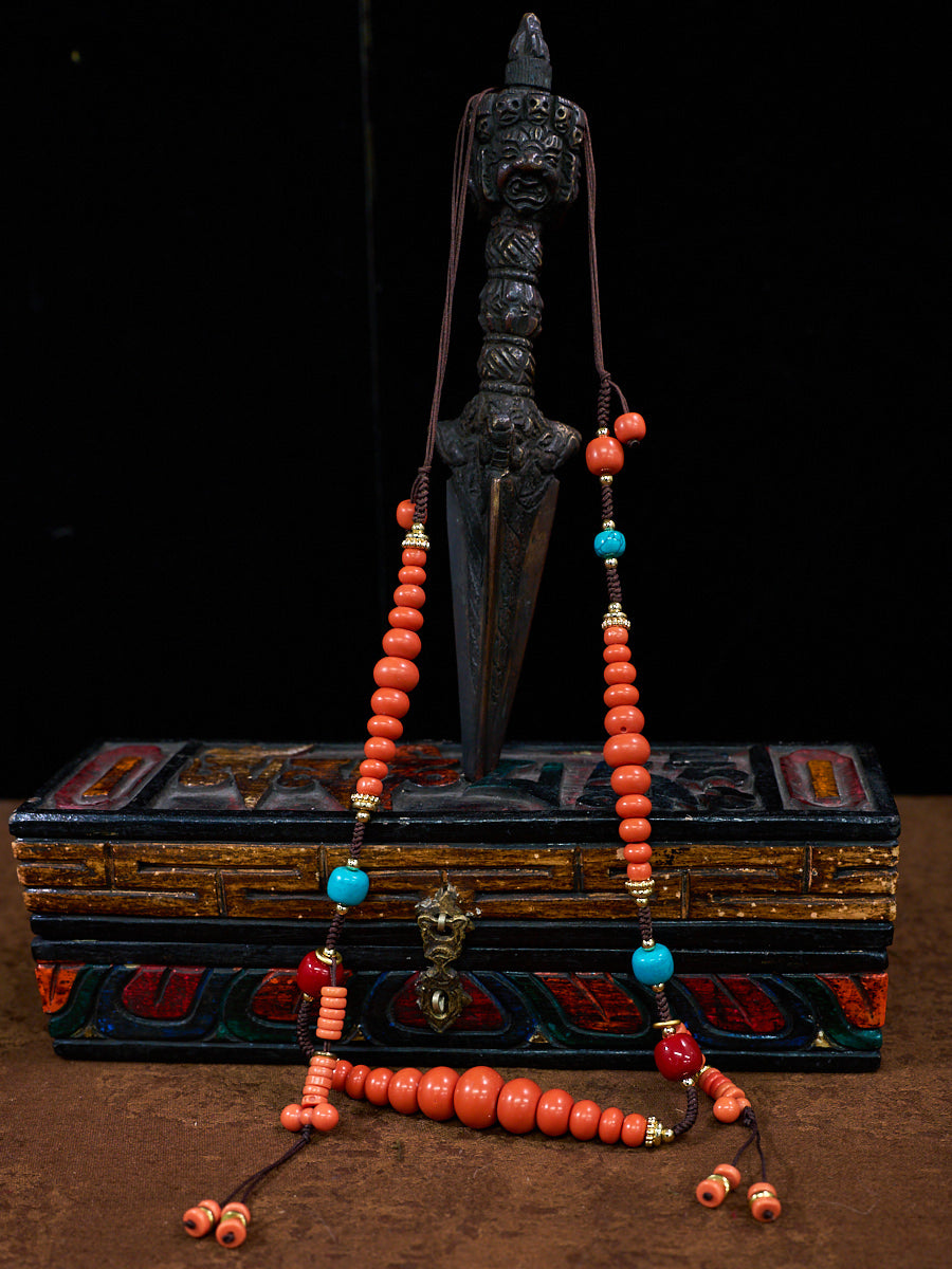 EastKarma CORAL STONE TIBETAN STYLE TURQUOISE SACRED NECKLACE