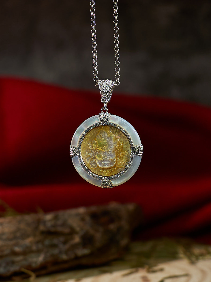 EastKarma SHELL YELLOW JAMBHALA OF WEALTH NECKLACE