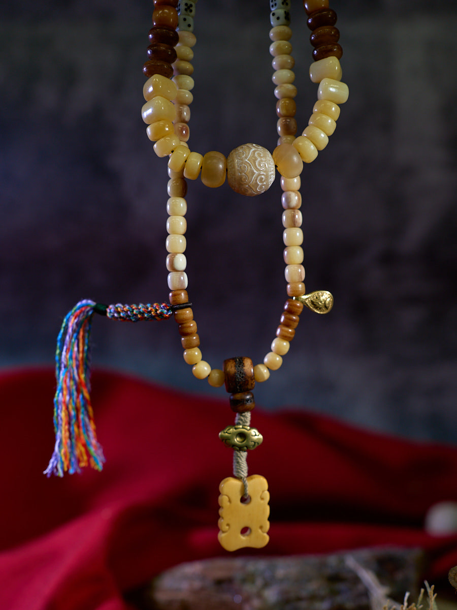EastKarma ABUNDANCE YAK BONE 108 MALA BEADS NECKLACE - Image 3
