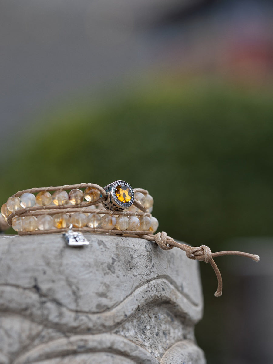 EastKarma YELLOW CITRINE MANJUSHRI BRAIDED BRACELET