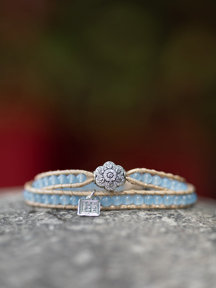 EastKarma AQUAMARINE GUANYIN BRAIDED BRACELET