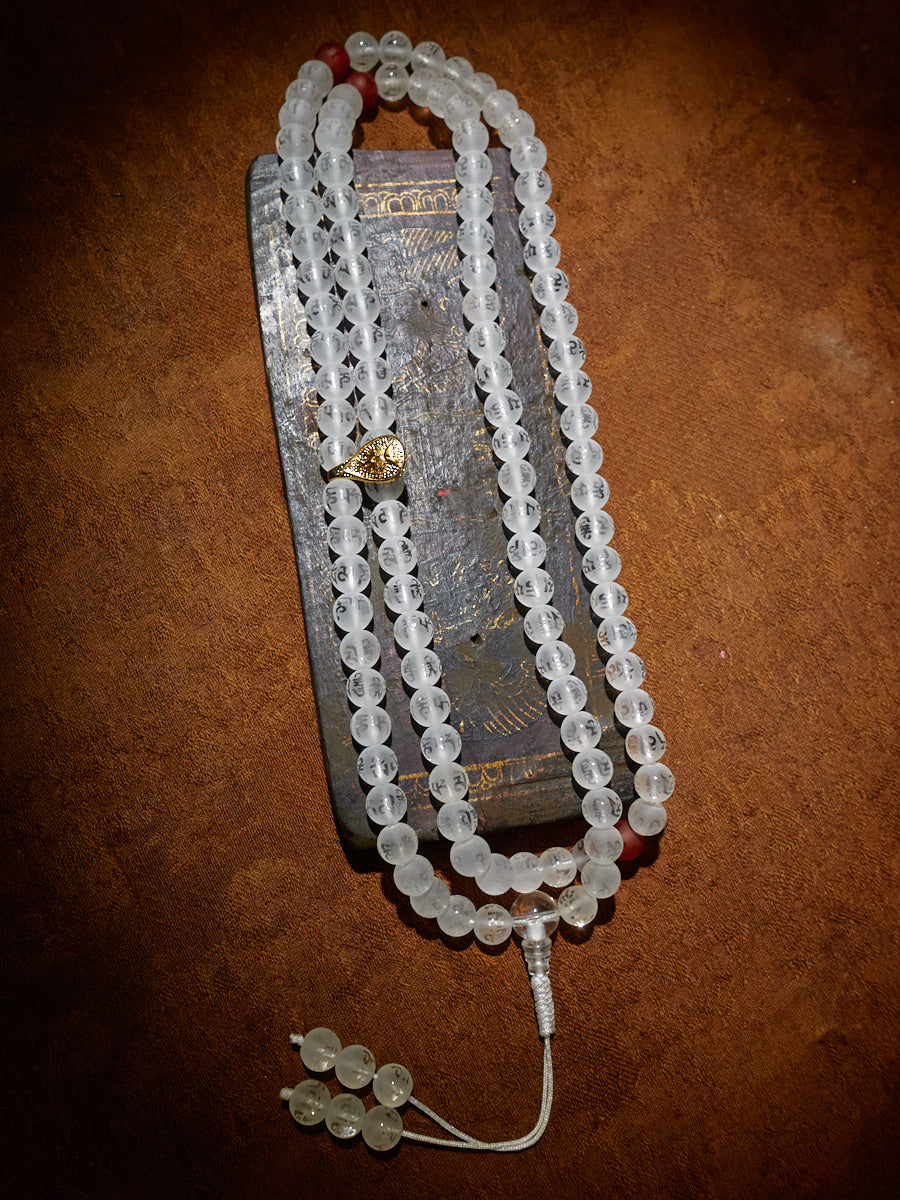 EastKarma 108 MALA BEADS CLEAR CRYSTAL HEALING NECKLACE