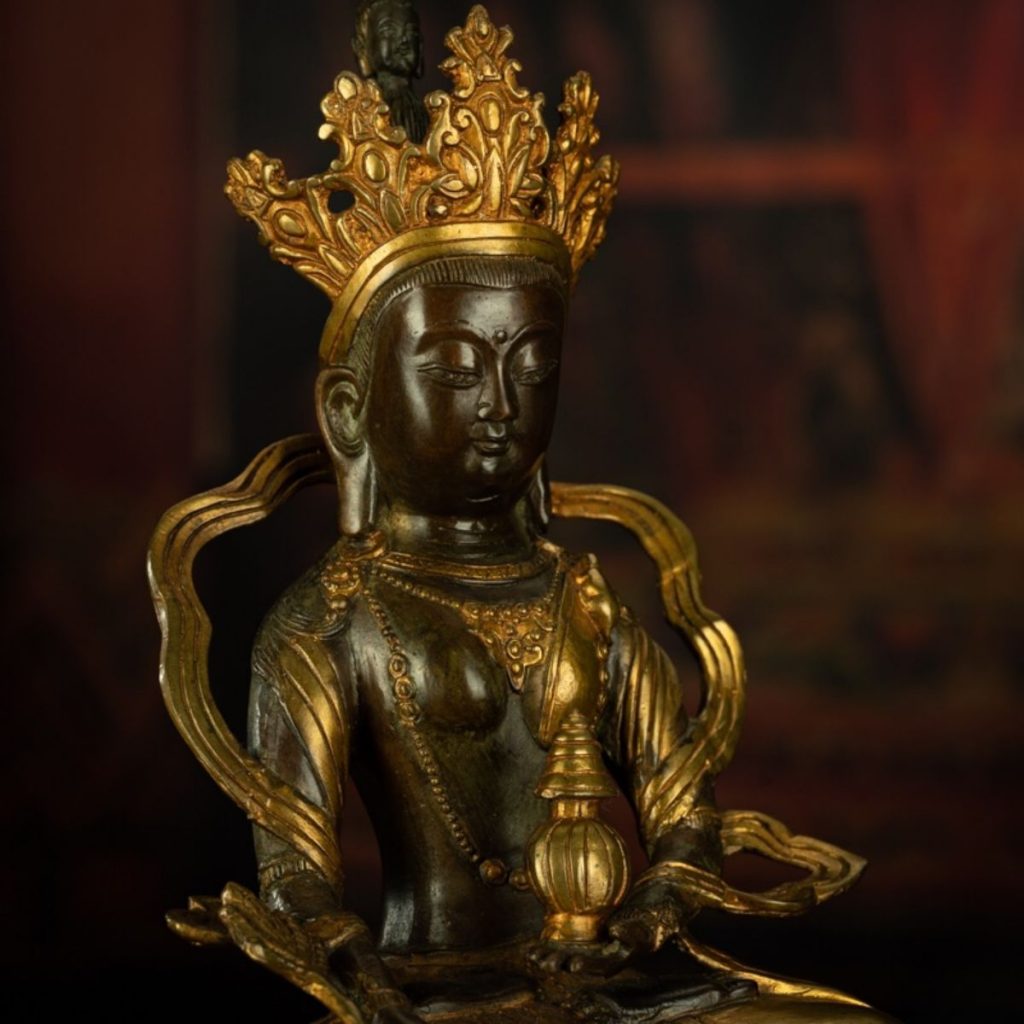 EastKarma QING DYNASTY TIBETAN ANTIQUE STATUE LARGE ABUNDANCE TARA TIBETAN GILT LABRANG MONASTERY