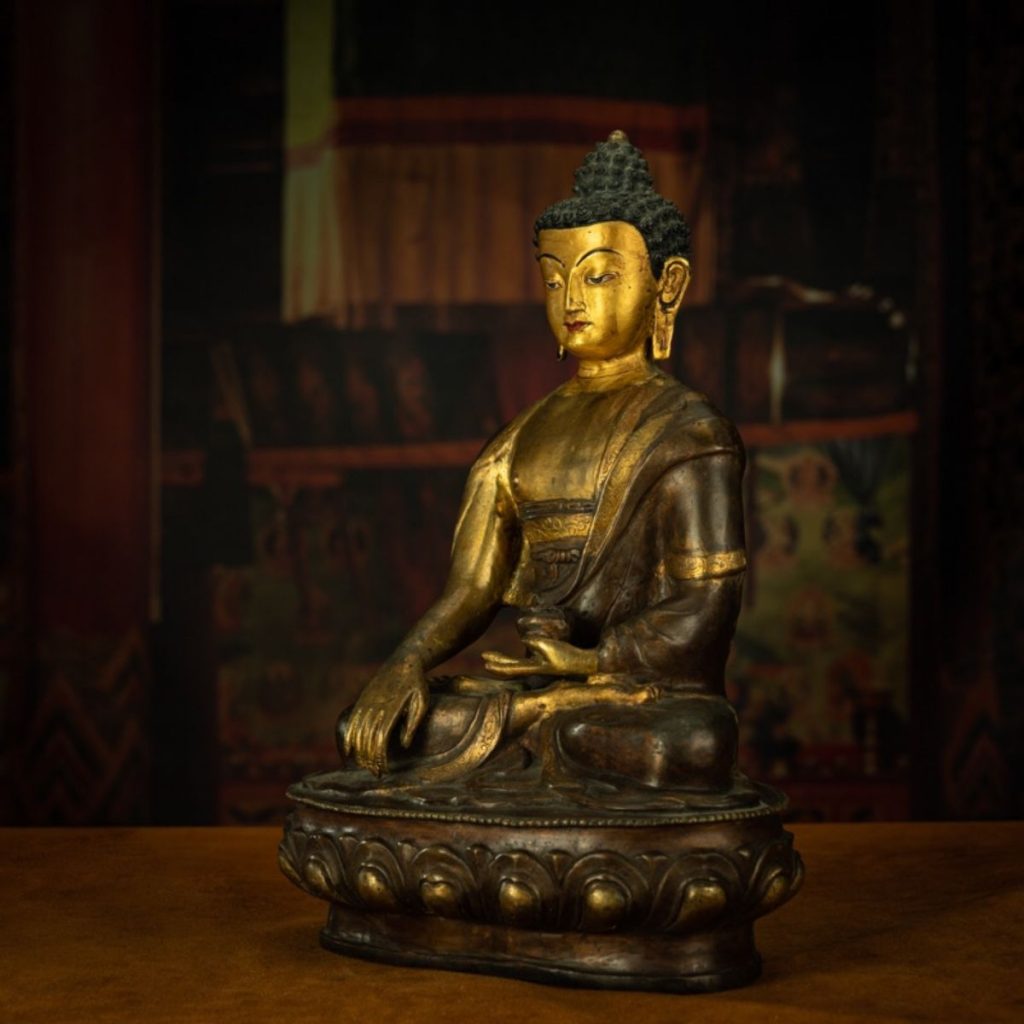 EastKarma QING DYNASTY TIBETAN ANTIQUE STATUE SHAKYAMUNI BUDDHA COPPER TIBET