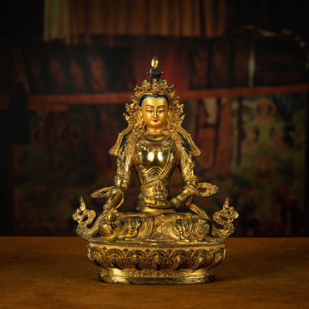 EastKarma QING DYNASTY TIBETAN KṢITIGARBHA COPPER STATUE ABUNDANCE OFFERING FROM NYINGMA VAJRA MONASTERY ANTIQUE COLLECTION