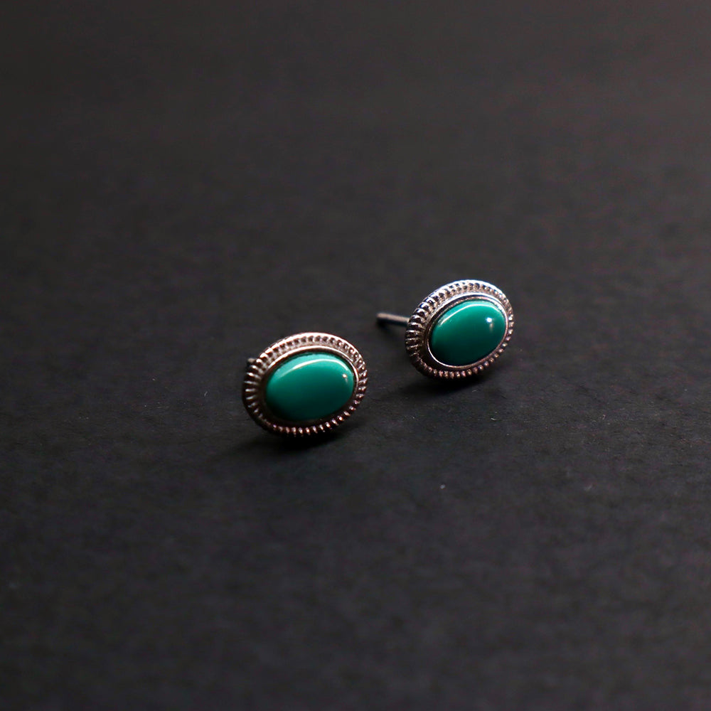 EastKarma  FORTUNE OVAL TURQUOISE STUD EARRINGS