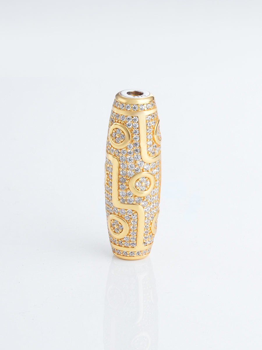 EastKarma WEALTH POWER WISDOM NINE-EYED DZI SILVER NECKLACE