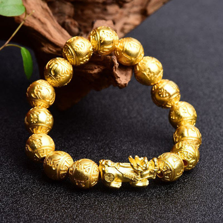 EastKarma PiXiu Om Mani Padme Hum Carved Wealth Bracelet