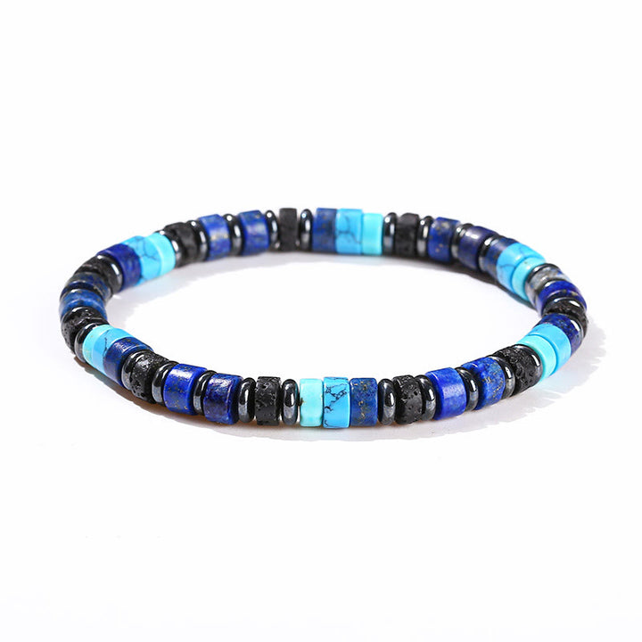 EastKarma Hematite Turquoise Lazurite Lava Rock Black Glitter Stone Support Bracelet