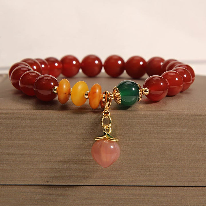 EastKarma Red Agate Amber Peach Charm Self-acceptance Bracelet