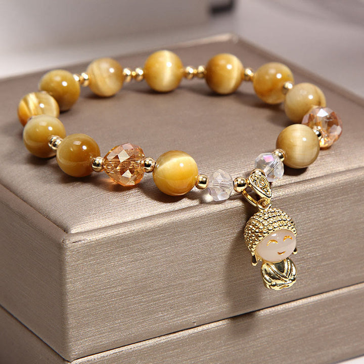 EastKarma Yellow Tiger Eye Meditation Buddha Protection Bracelet