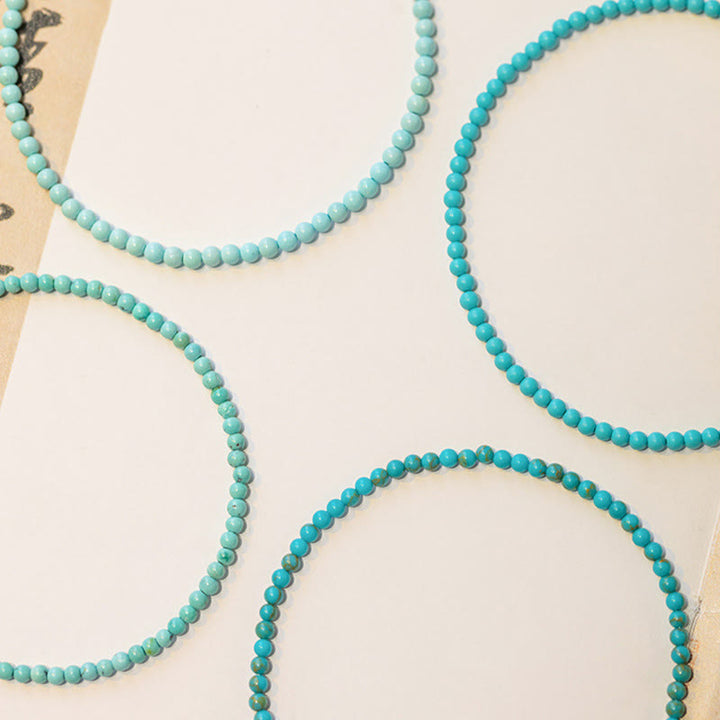 EastKarma 2mm Turquoise Ultra-thin Beads 14k Gold Plated Copper Wisdom Bracelet