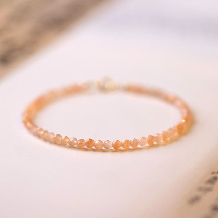 EastKarma 3mm Sun Stone Ultra-thin Beads 14k Gold Plated Copper Wealth Bracelet