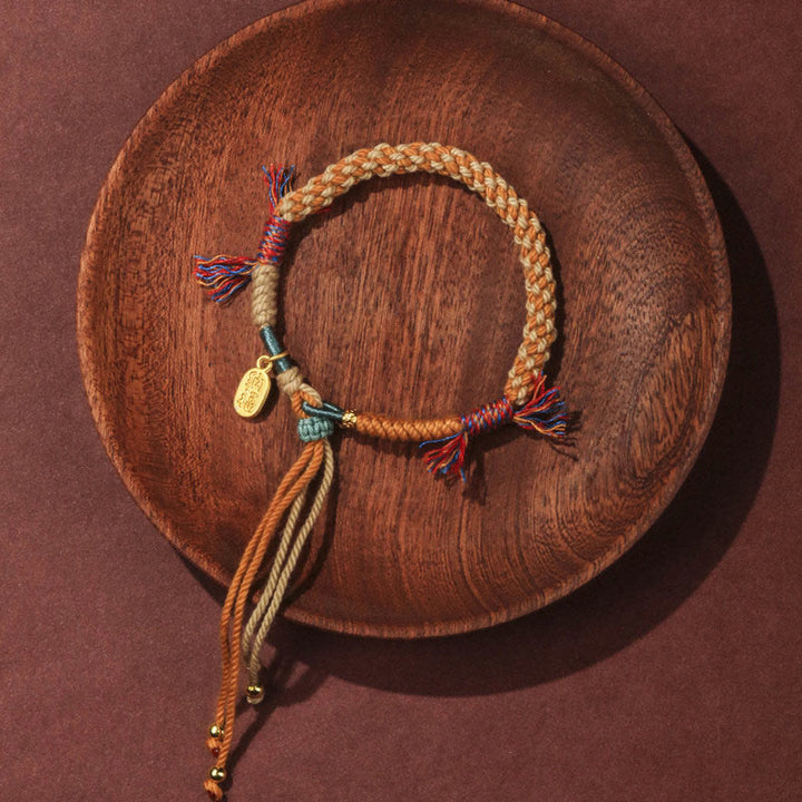EastKarma Tibetan Hand-woven Colored Rope Adjustable Tassels Nafu Luck Bracelet