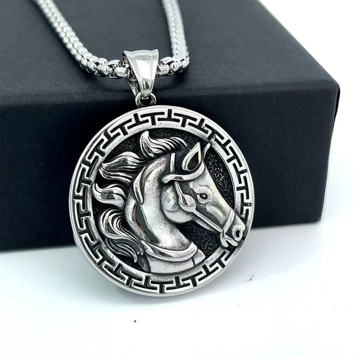 EastKarma Year Of The Horse Titanium Steel Balance Necklace Pendants