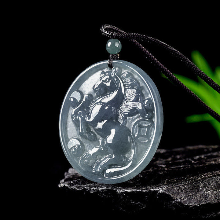 EastKarma Year Of The Horse Jade Luck Abundance Necklace Pendants