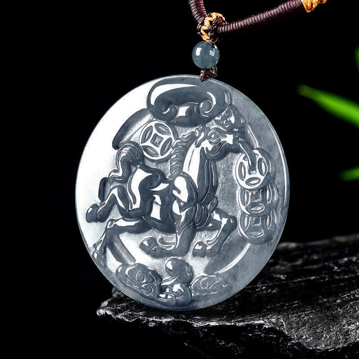 EastKarma Year Of The Horse Jade Prosperity Abundance Necklace Pendants