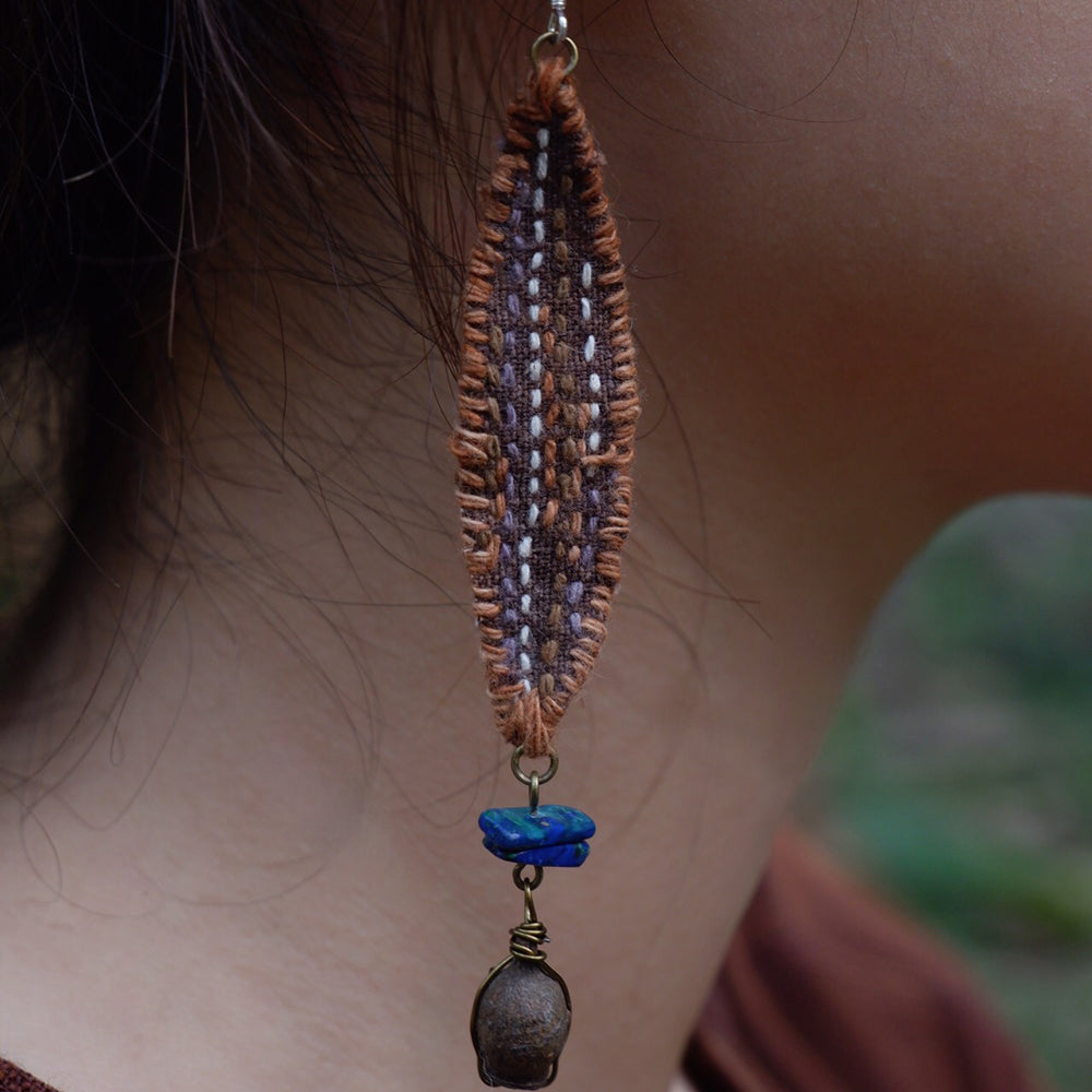 EastKarma WEALTH EMBRACE EARRINGS – LAPIS LAZULI & BRASS