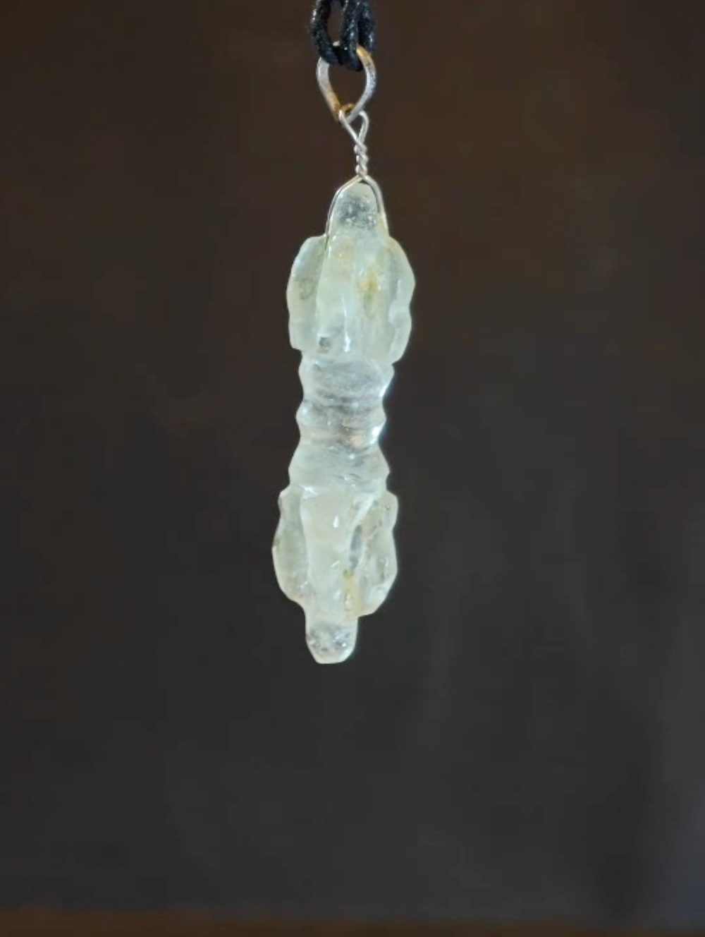EastKarma TIBETAN-STYLE SNOWLIGHT VAJRA CLEAR QUARTZ NECKLACE