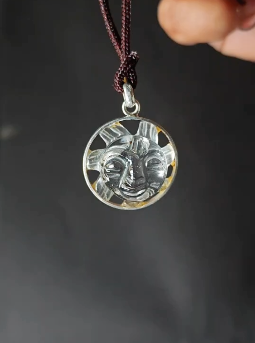 EastKarma RADIANT SUN SPIRIT HIMALAYAN CLEAR QUARTZ NECKLACE