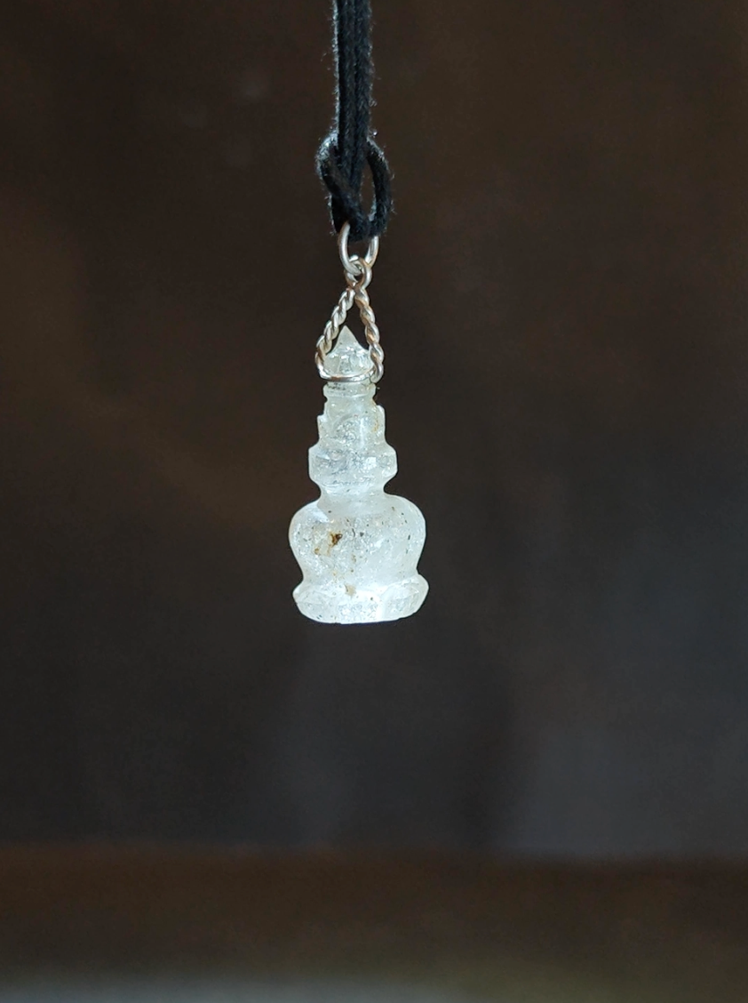 EastKarma CLARITY STUPA TIBETAN CLEAR QUARTZ NECKLACE