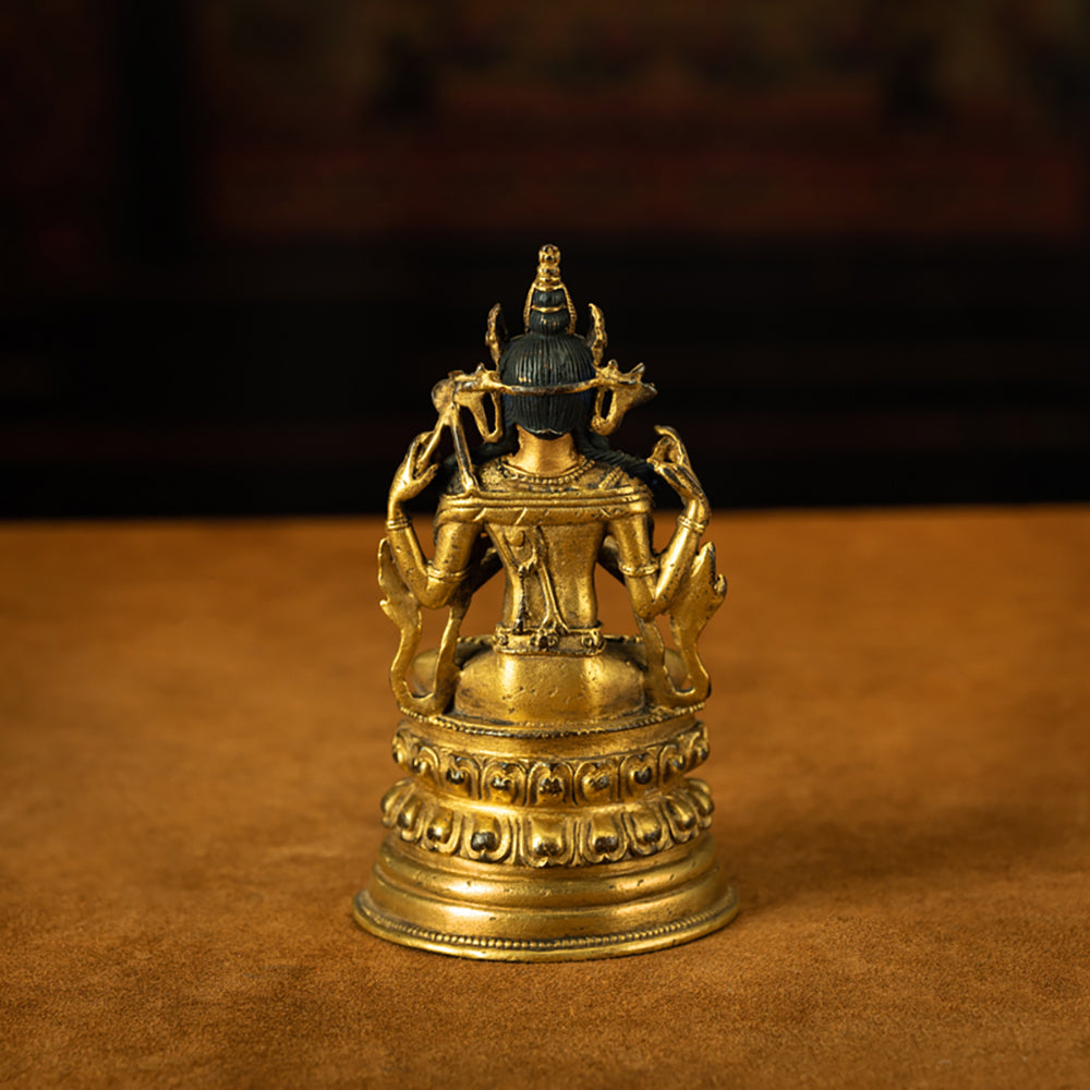 EastKarma RARE FULL OF GOLD QING DYNASTY TIBETAN AVALOKITESVARA STATUE WHOEVER IS GAZED AT BY IT CAN BE LIBERATED - Image 4