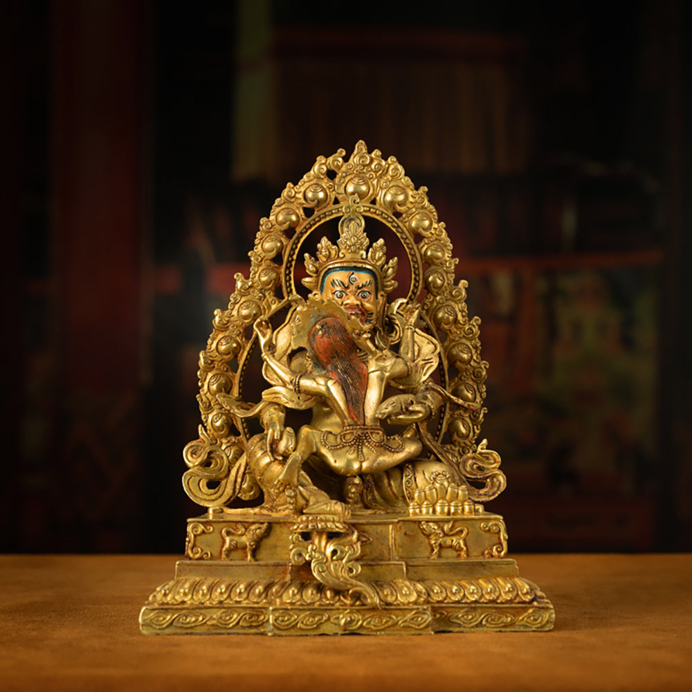 EastKarma EXTREMELY RARE QING DYNASTY TIBETAN GILDED DOUBLE BODY YELLOW JAMBHALA WITH ORIGINAL CRAFTSMANSHIP