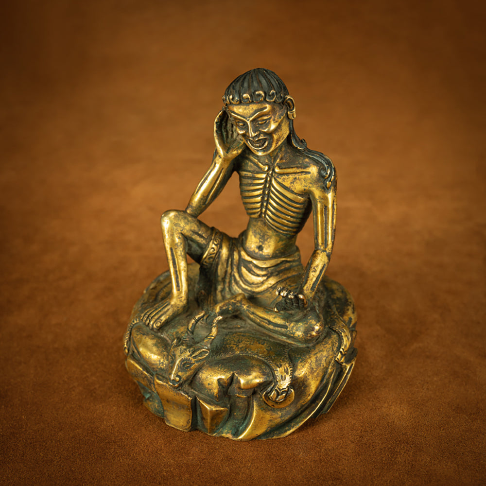 EastKarma Qing Dynasty Tibetan Lima Copper Milarepa Statue with Spiritual Power - Image 2
