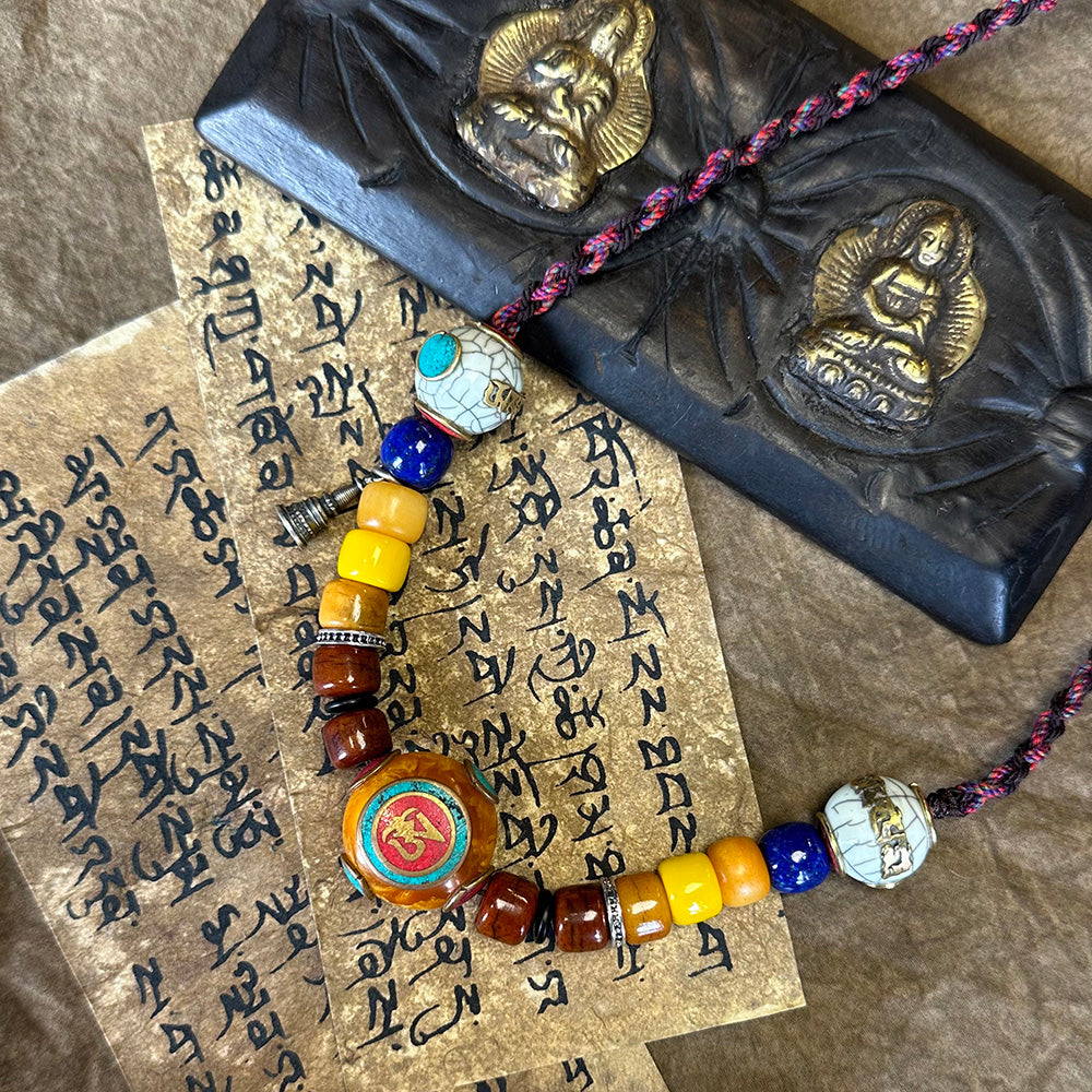 EastKarma BLESSED OM AMBER NECKLACE FOR PROSPERITY & PROTECTION
