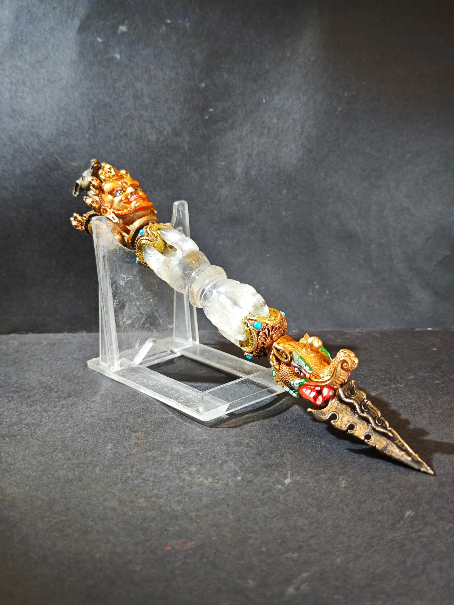 EastKarma GUARDIAN PHURBA CLEAR QUARTZ RITUAL DAGGER ORNAMENT