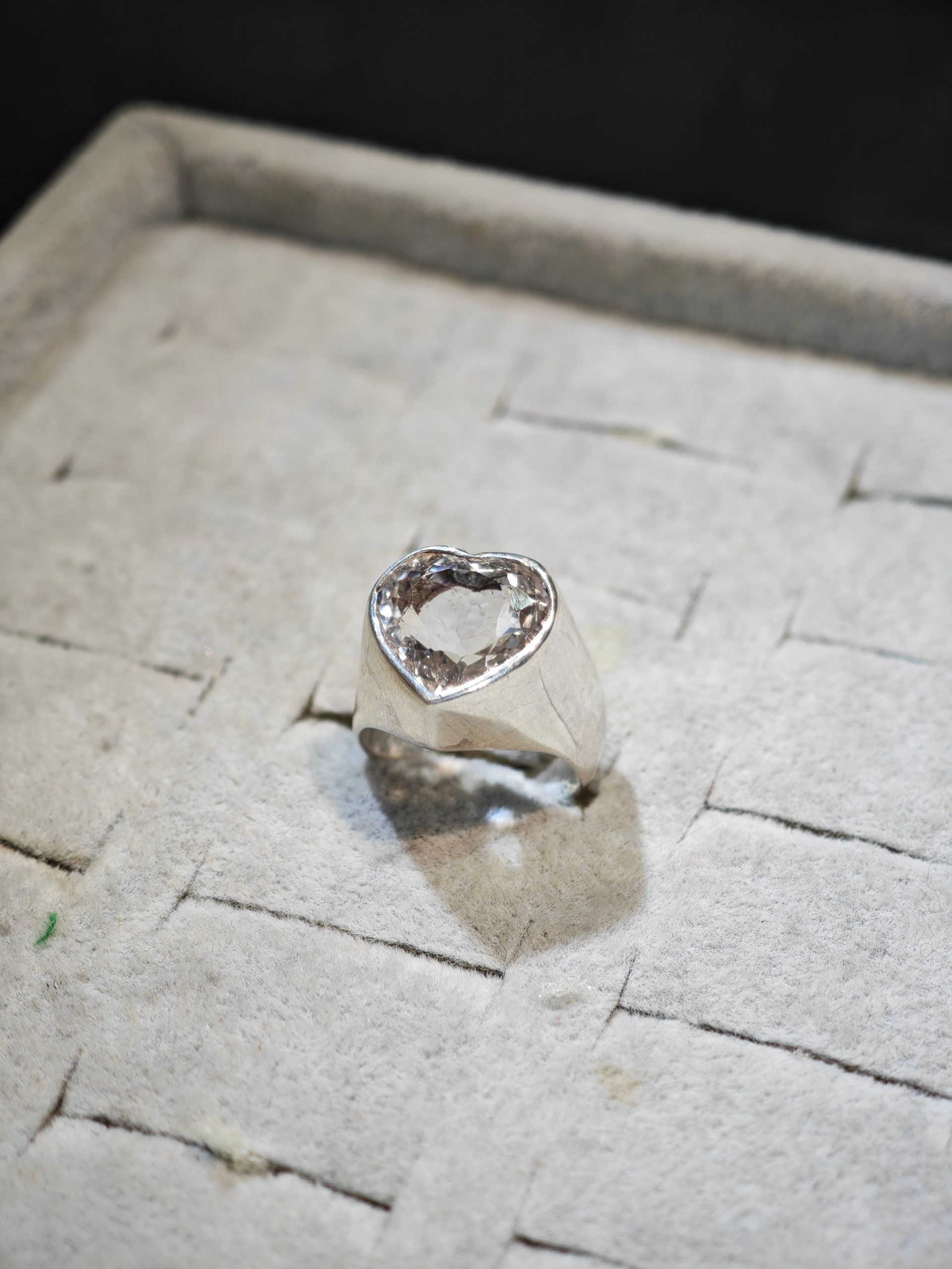 EastKarma LOVE ENERGY TIBETAN CLEAR QUARTZ HEART RING