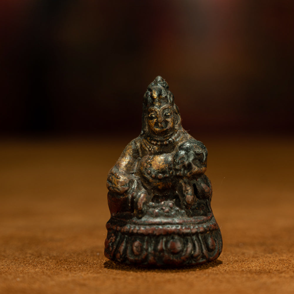 EastKarma FORTUNE KEEPER: EARLY QING COPPER YELLOW JAMBHALA TRAVEL FIGURINE