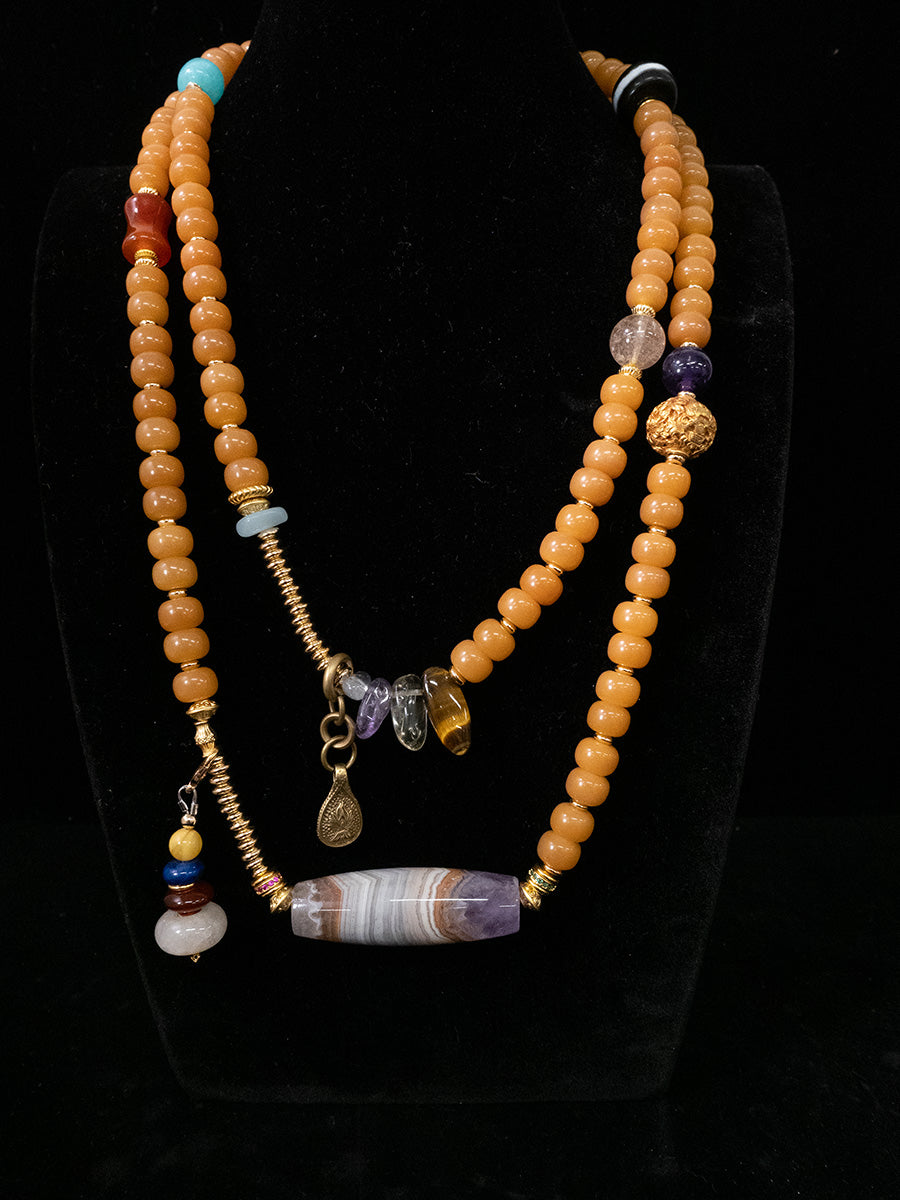 EastKarma ATTRACT ABUNDANCE LUCK ENERGY NECKLACE | BODHI BEADS & MULTI-GEMSTONE PROTECTION