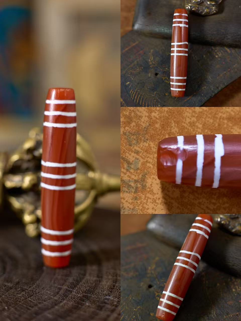 EastKarma ETERNAL HERITAGE ETCHED LINE AGATE DZI BEAD