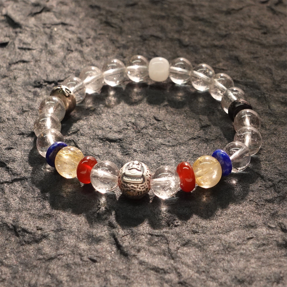 EastKarma WISDOM HEALING VAIROCANA CLEAR QUARTZ BUDDHA BRACELET