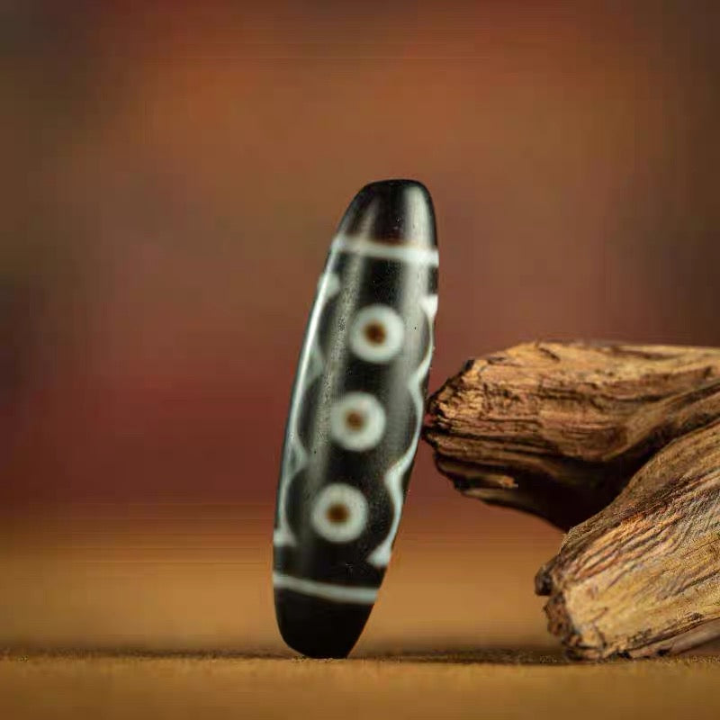 EastKarma TIBETAN TSO-SI FIVE-EYE TREASURE CANOPY DZI BEAD NECKLACE FROM TIBET