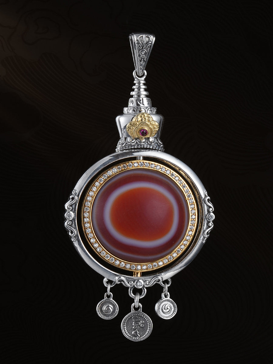 EastKarma WISDOM MANJUSHRI RED AGATE EYE NECKLACE