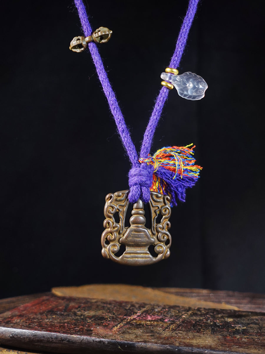 EastKarma TIBETAN THOKCHA STUPA RELIC AMULET NECKLACE