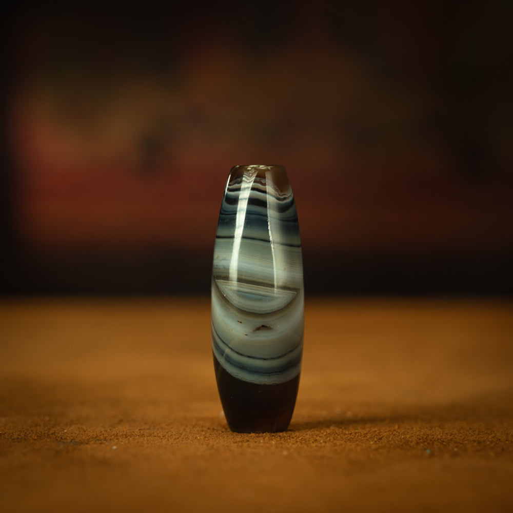 EastKarma BLUE-CHINT AGATE EYE NECKLACE – MYSTICAL SWIRLS OF TIBETAN CRAFTSMANSHIP