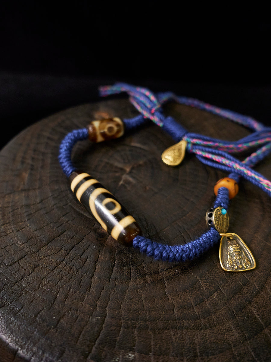 EastKarma PROSPERITY GUARDIAN TWO-EYED DZI NECKLACE