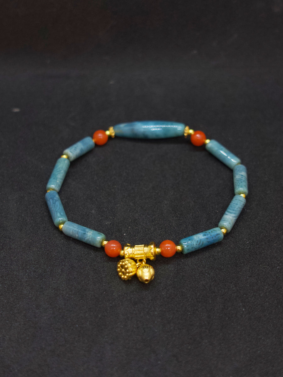 EastKarma AGATIZED CORAL SERENITY BELL BRACELET