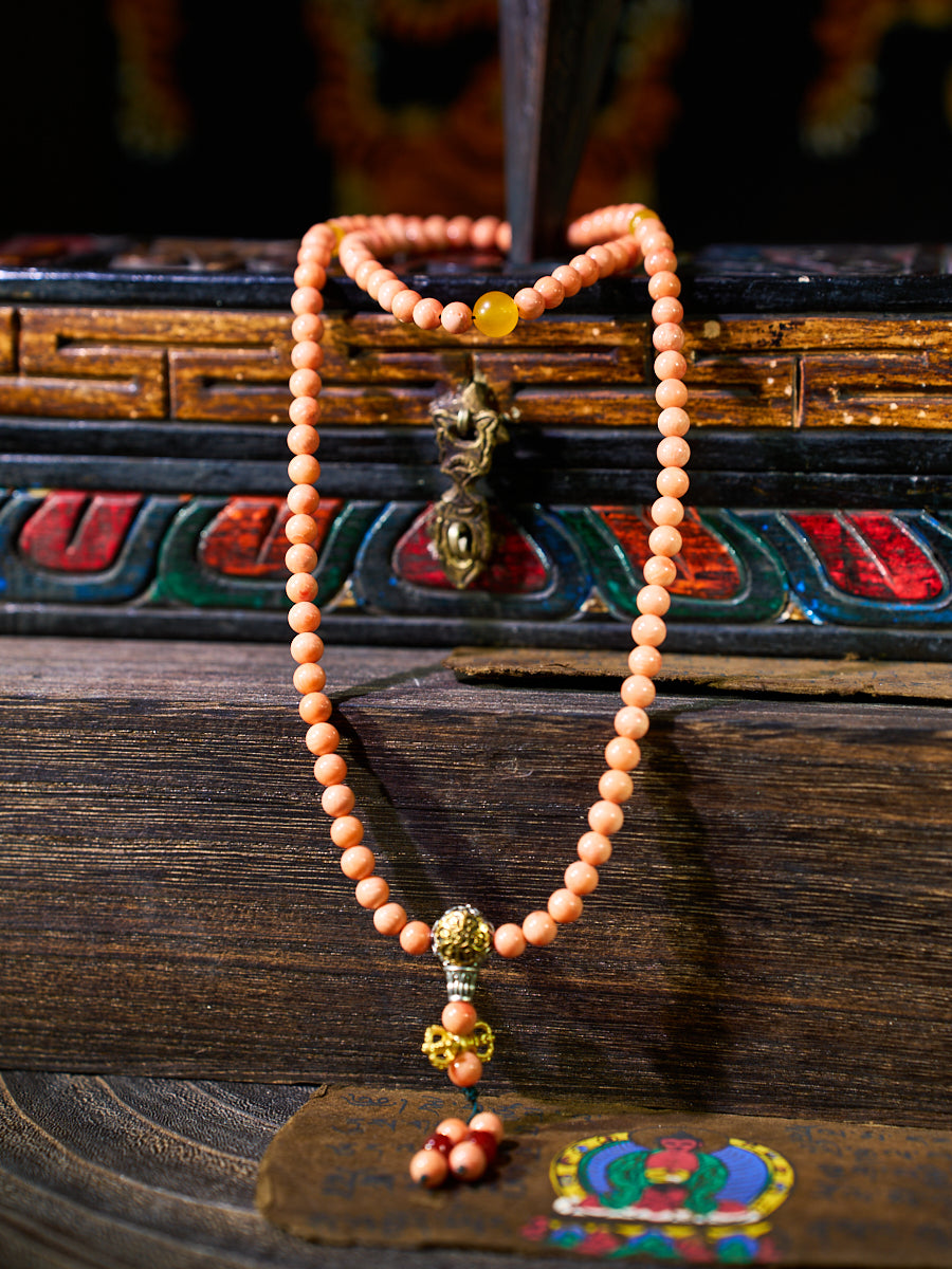 EastKarma VIBRANT HARMONY SEA BAMBOO CORAL AGATE COPPER BRACELET
