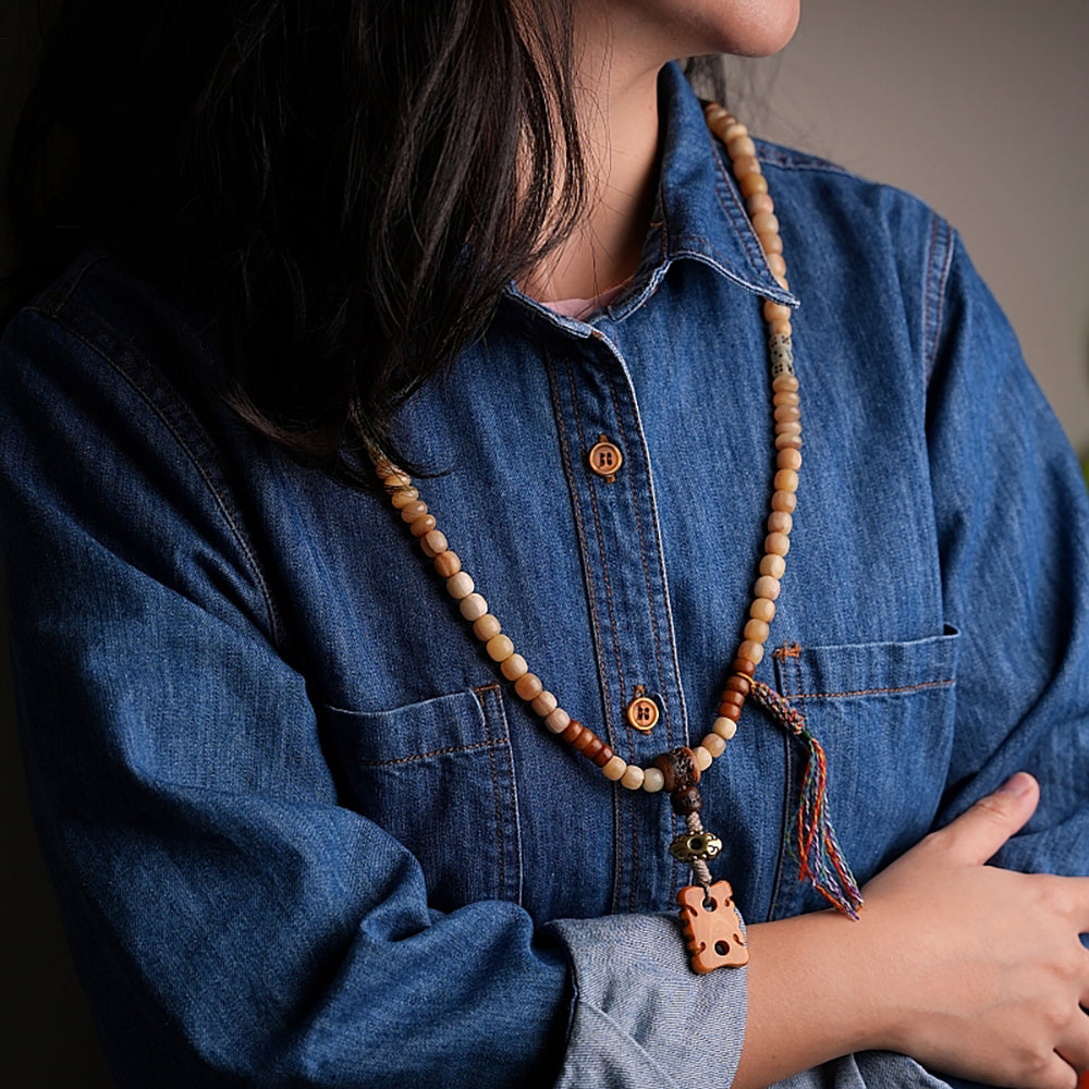EastKarma ABUNDANCE YAK BONE 108 MALA BEADS NECKLACE - Image 5