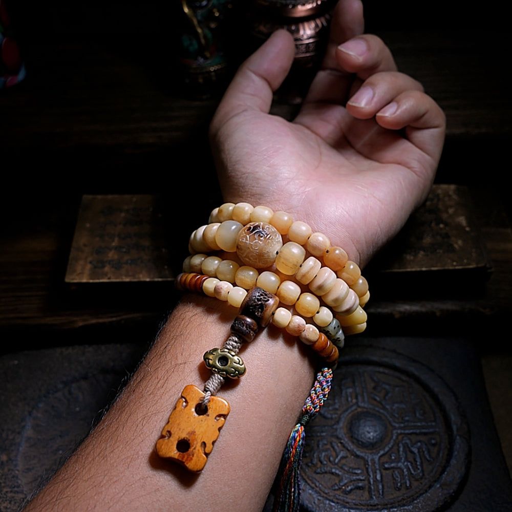 EastKarma ABUNDANCE YAK BONE 108 MALA BEADS NECKLACE - Image 2