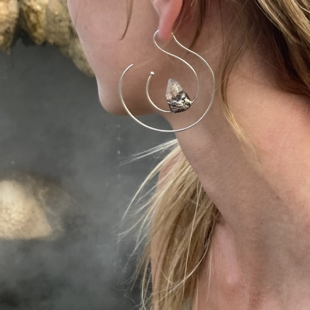 EastKarma CELESTIAL BLESSING CLEAR QUARTZ SILVER EARRINGS