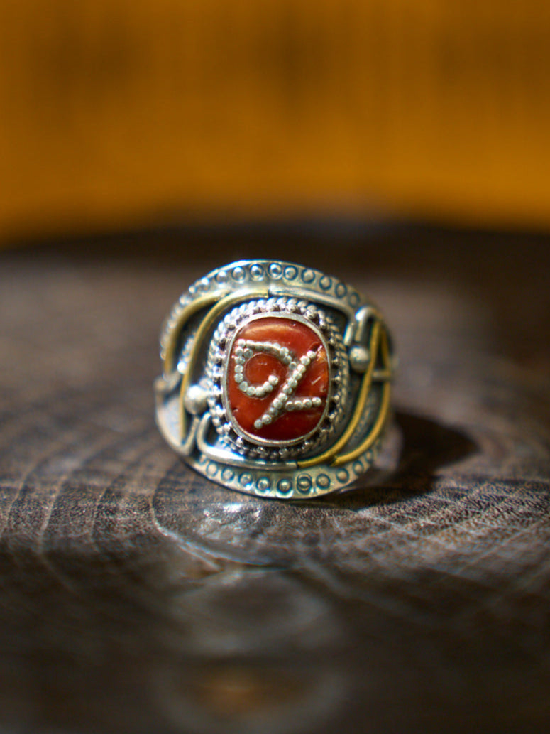 EastKarma SACRED RED CORAL SILVER RING OF LOVE AND PROTECTION